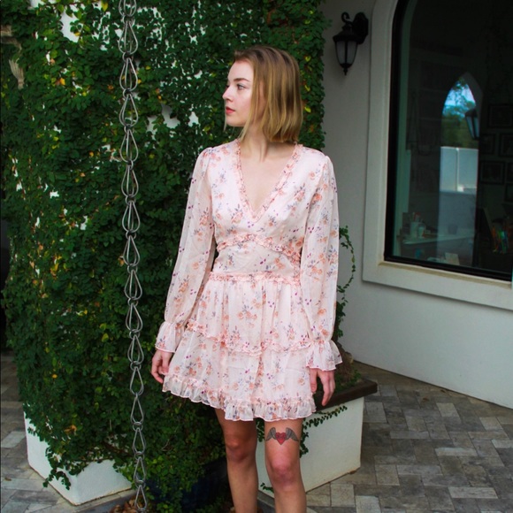 Long Sleeve Floral Mini Dress with Ruffle Detail - Picture 2 of 8